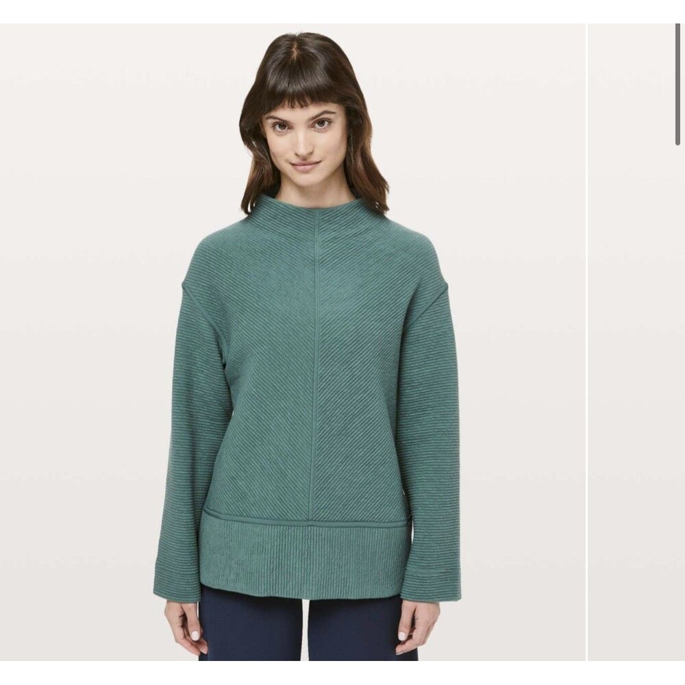 Lululemon On Repeat Mock Neck Green Smoke Size 4